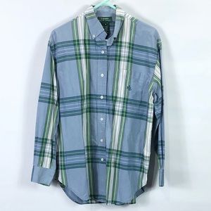 Lauren Ralph Lauren button down shirt plaid relaxed women’s size medium